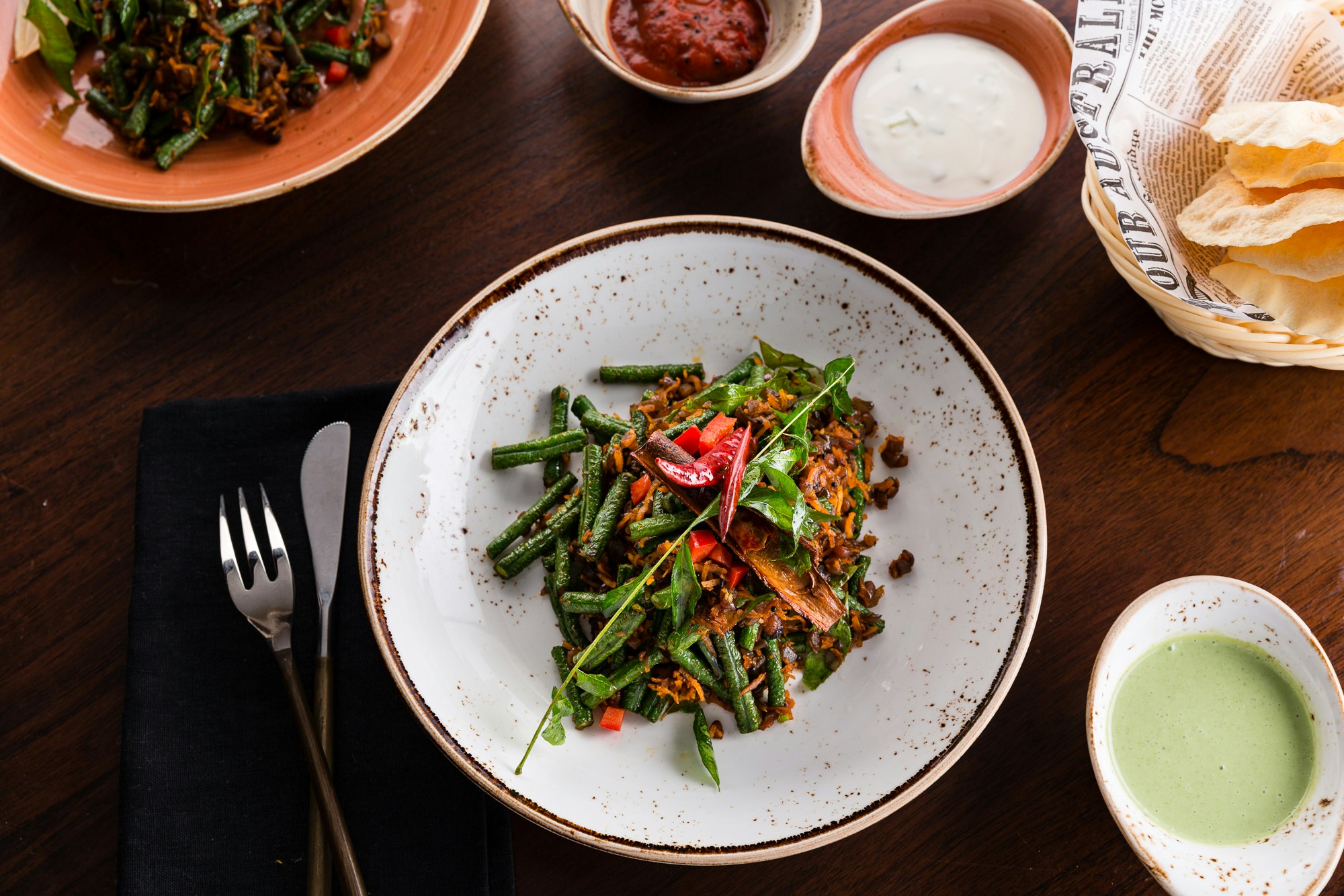 Local Snake Beans Poriyal at Saffron