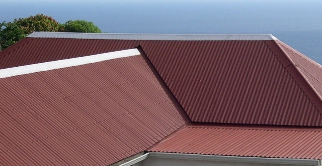 Photo of a metal roof on a building