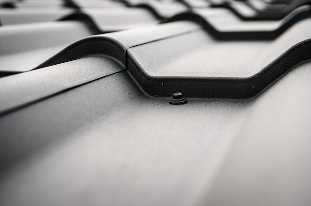 Closeup of a seam of metal roof panels