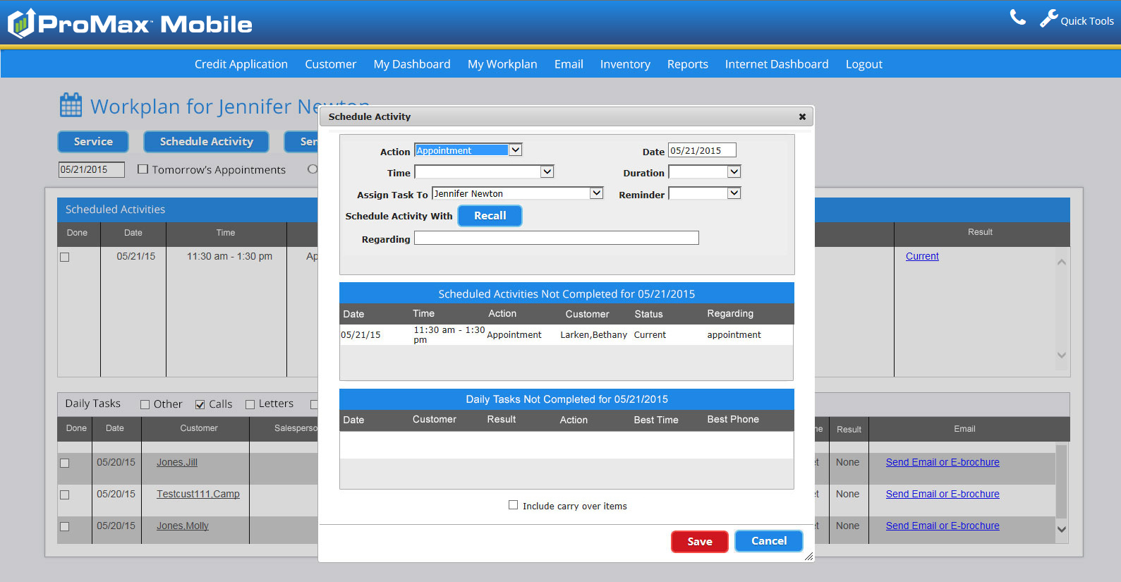 screenshot of auto crm software