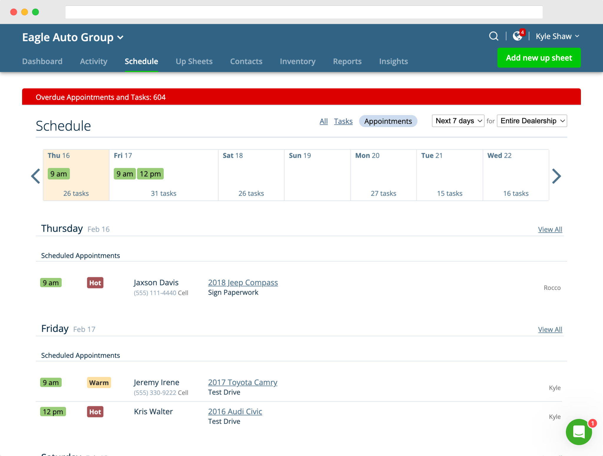 screenshot of auto crm software