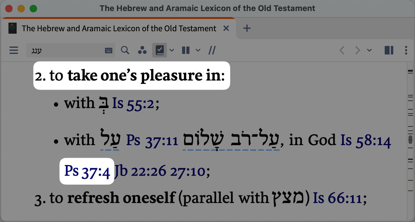 Bible study word search tool for Psalm 37 on Logos Bible Software
