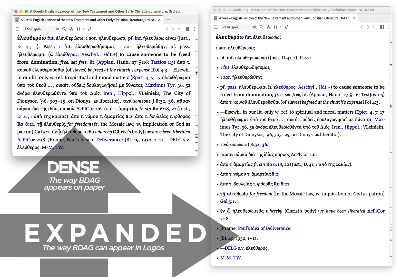 Comparison of BDAG and Logos Bible Software