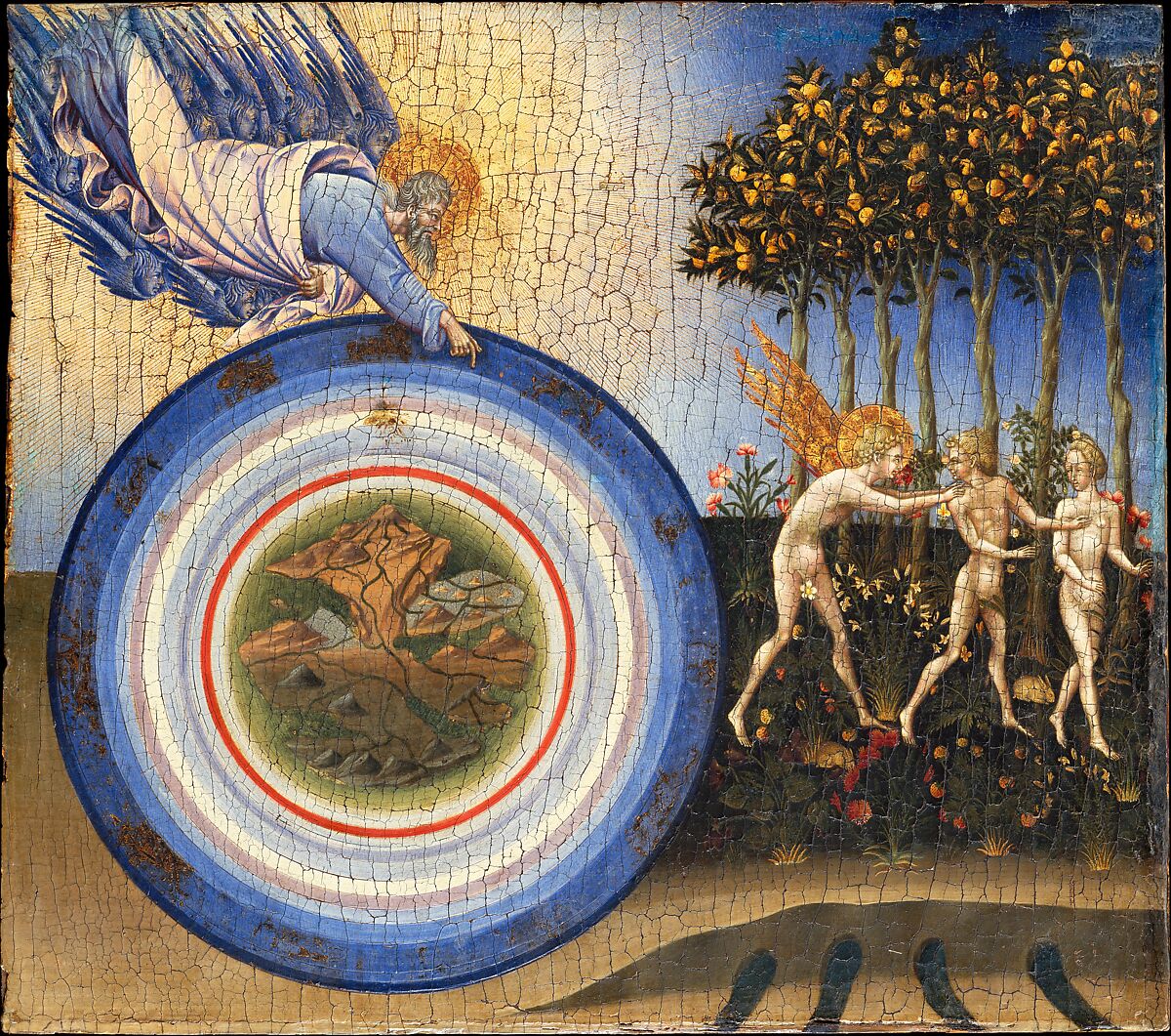 Painting representing the creation of the world and Adam and Eve's expulsion from the Garden.