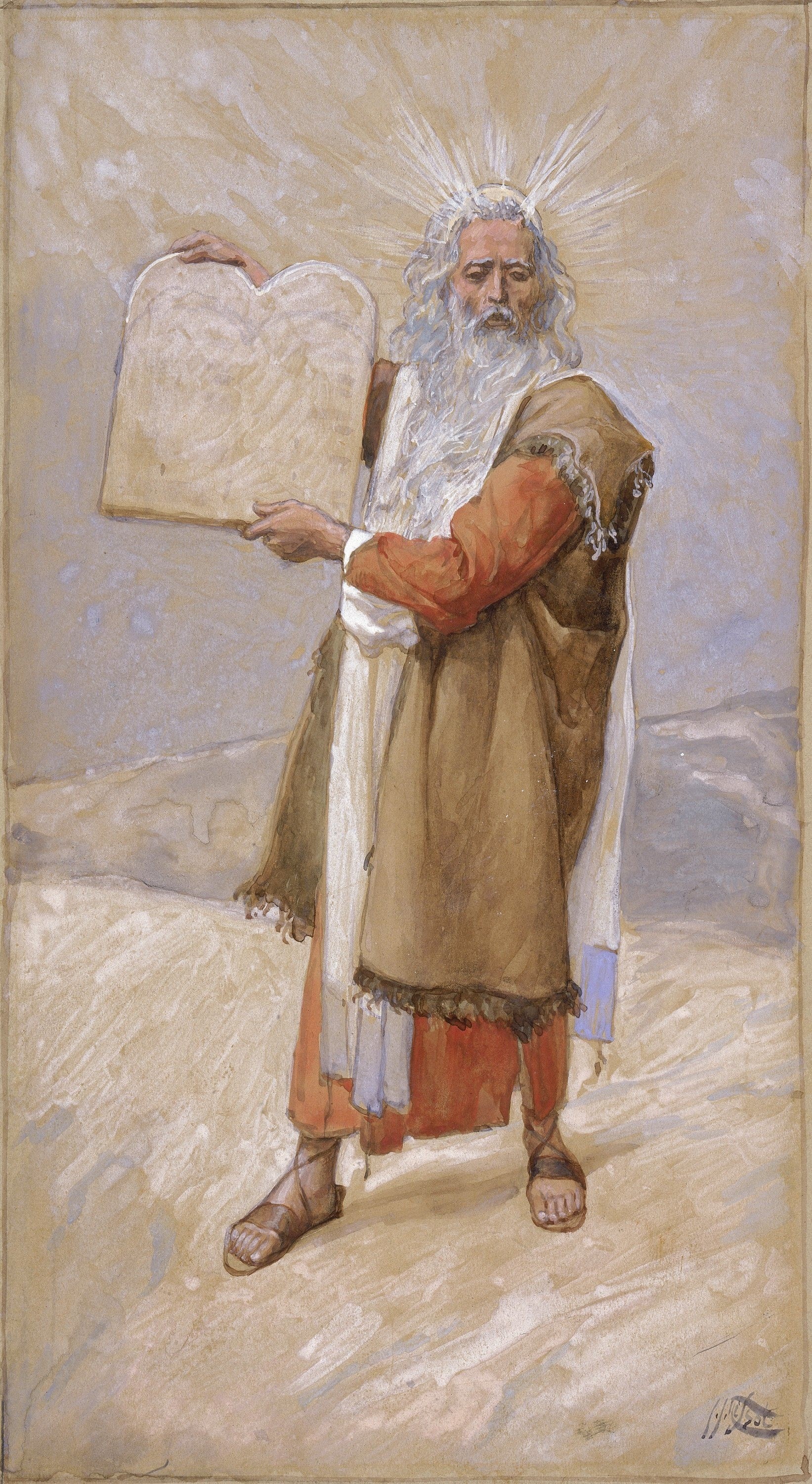 A painting of Moses holding the tablets of the Law