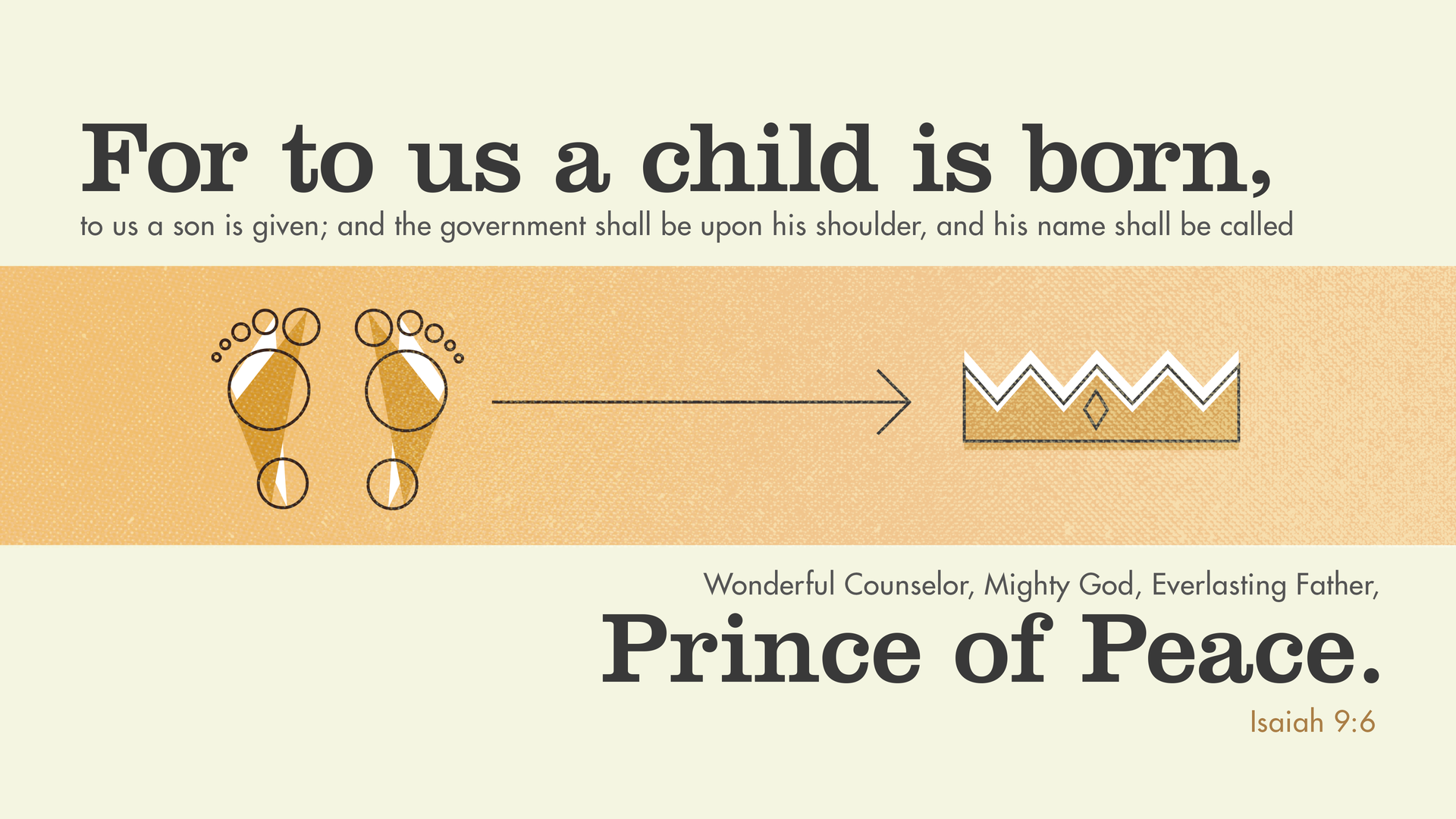 For to us a child is born, to us a son is given; and the government shall be upon his shoulder, and his name shall be called Wonderful Counselor, Mighty God, Everlasting Father, Prince of Peace. Isaiah 9:6