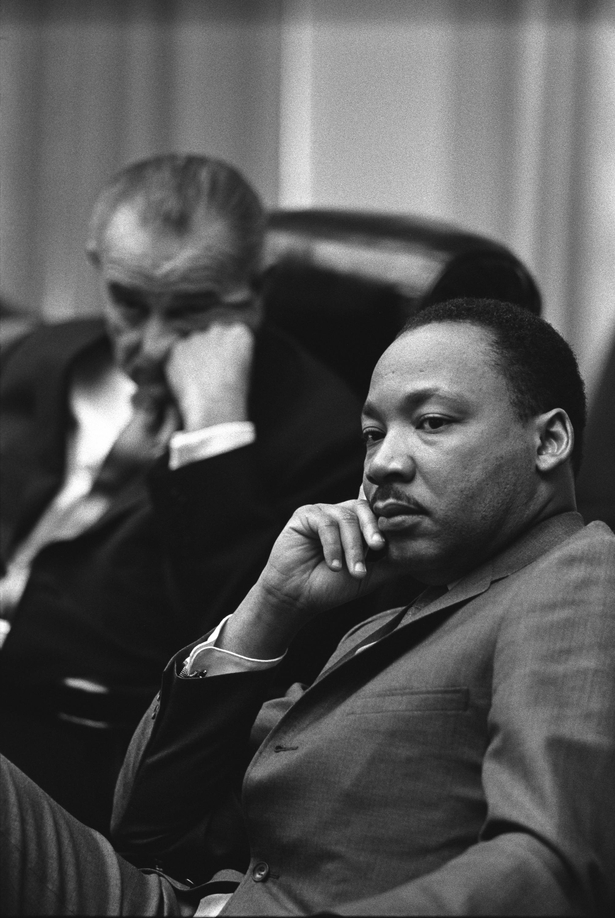 An image of Martin Luther King Jr. with President Lyndon Johnson